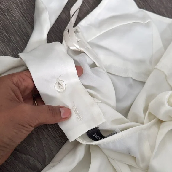 URBAN OUTFITTERS Satin like ivory Tie-Shoulder bows Mini Dress size small - Picture 11 of 11